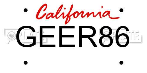 GEER86 California License Plate