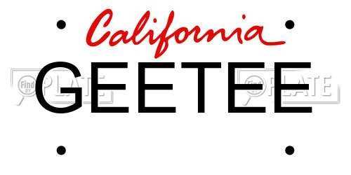 GEETEE California License Plate