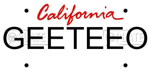 GEETEEO California License Plate