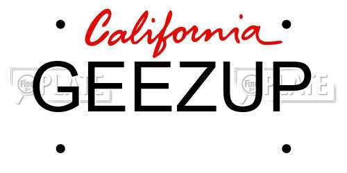 GEEZUP California License Plate