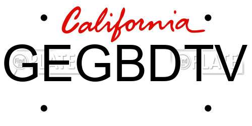 GEGBDTV California License Plate