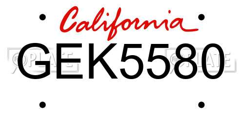GEK5580 California License Plate