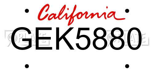 GEK5880 California License Plate