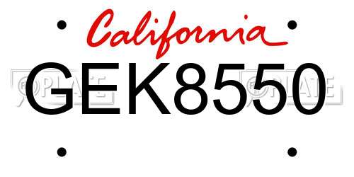 GEK8550 California License Plate