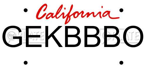 GEKBBBO California License Plate