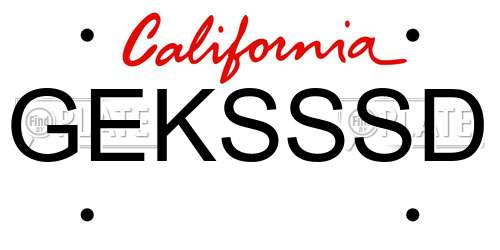 GEKSSSD California License Plate