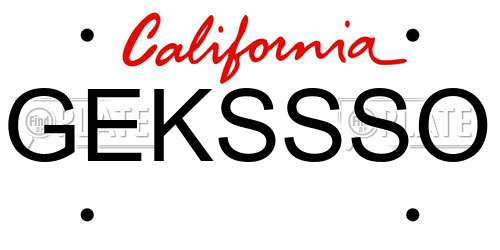 GEKSSSO California License Plate