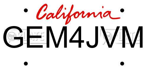 GEM4JVM California License Plate