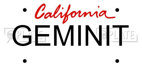 GEMINIT California License Plate