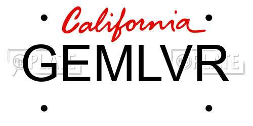 GEMLVR California License Plate