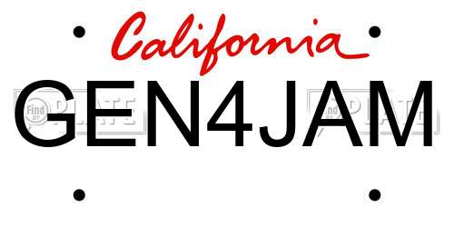 GEN4JAM California License Plate