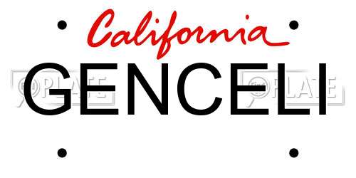 GENCELI California License Plate