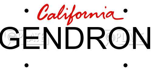 GENDRON California License Plate