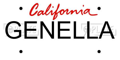GENELLA California License Plate