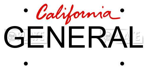 GENERAL California License Plate