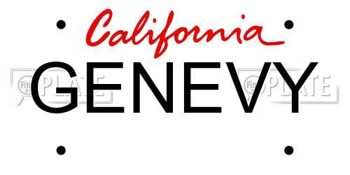 GENEVY California License Plate