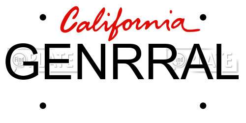 GENRRAL California License Plate