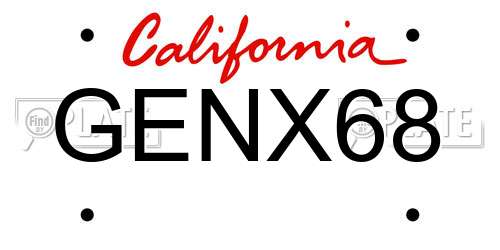 GENX68 California License Plate