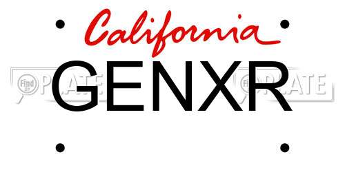 GENXR California License Plate
