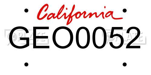 GEO0052 California License Plate