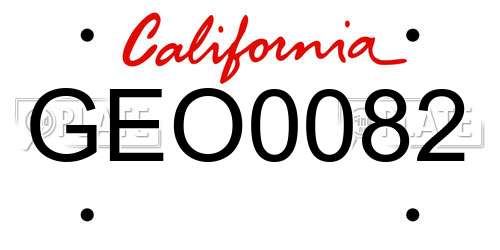 GEO0082 California License Plate