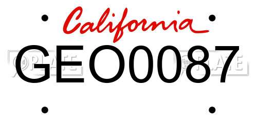 GEO0087 California License Plate