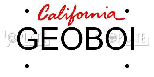 GEOBOI California License Plate