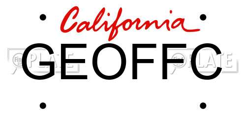 GEOFFC California License Plate