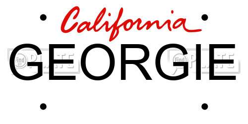 GEORGIE California License Plate