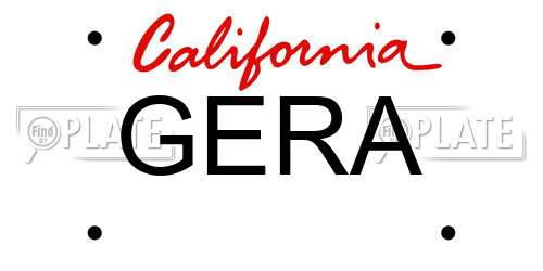 GERA California License Plate