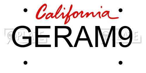 GERAM9 California License Plate