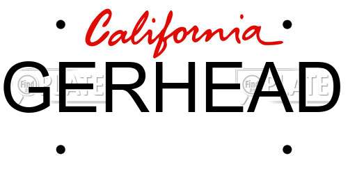 GERHEAD California License Plate