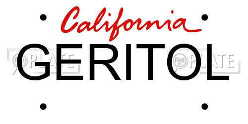 GERITOL California License Plate
