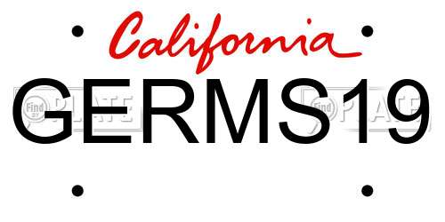GERMS19 California License Plate