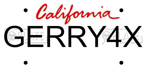 GERRY4X California License Plate