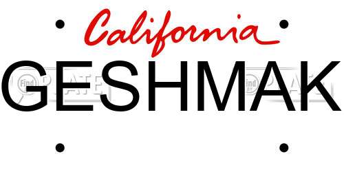 GESHMAK California License Plate