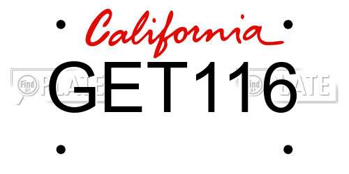 GET116 California License Plate