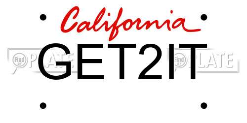 GET2IT California License Plate