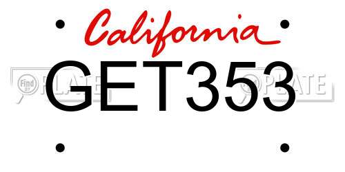 GET353 California License Plate