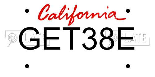 GET38E California License Plate