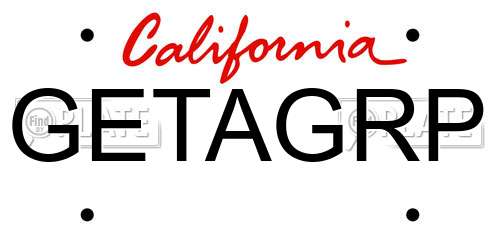 GETAGRP California License Plate