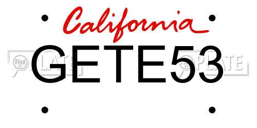 GETE53 California License Plate