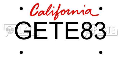 GETE83 California License Plate