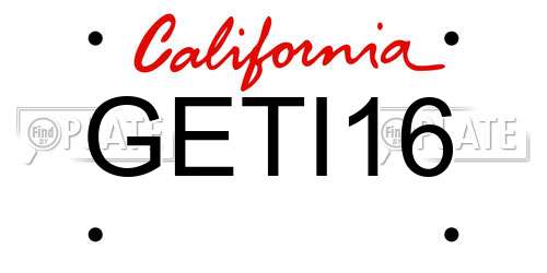 GETI16 California License Plate