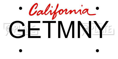 GETMNY California License Plate