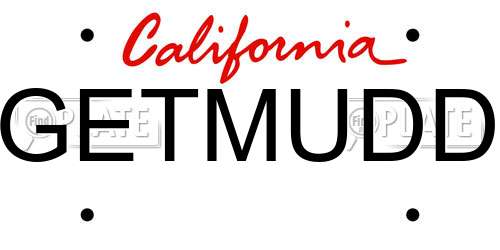 GETMUDD California License Plate