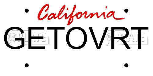 GETOVRT California License Plate