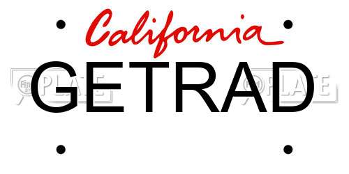 GETRAD California License Plate