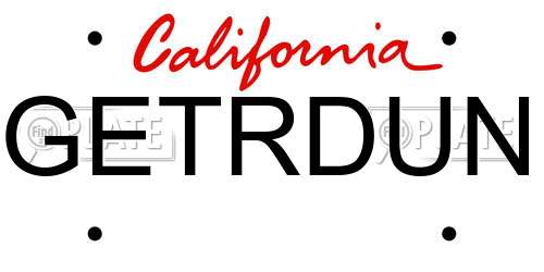GETRDUN California License Plate
