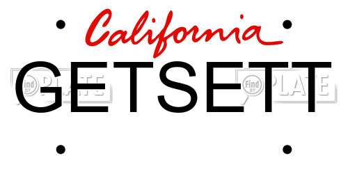 GETSETT California License Plate